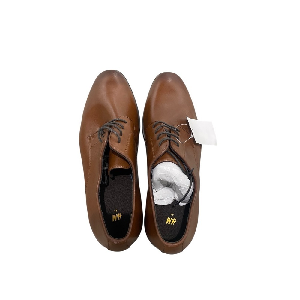 NWT H&M Men’s Brown Faux Leather Oxfords Classic Style Size 8.5 mens dress shoes - Picture 8 of 10
